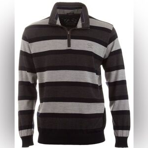 Vintage Paul and Shark yachting wool Zip-Up Striped Sweater - Navy and Brown XL